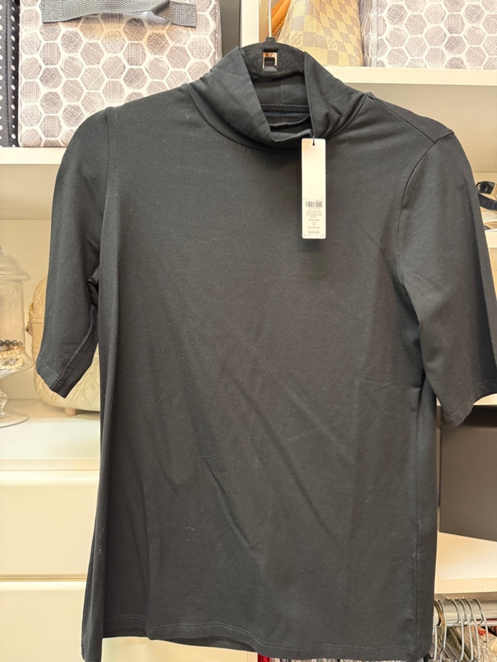 Chico's Black Short-Sleeve Mock Neck Tee